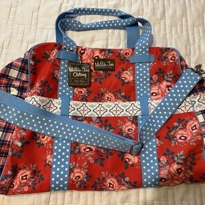 Matilda Jane Red and Blue Floral Travel Bag one size exclusive bag NWT overnight